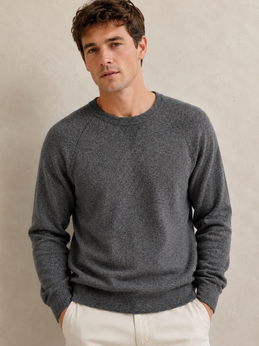 Banana Republic Organic Cotton Sweater XL Gray Crewneck Pullover 100% Cotton